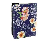 Wykjtwo Bellissimo giardino fiorito Petalo floreale Foglie Prato Arancione, Porta passaporto da viaggio in pelle PU Custodia per passaporto Copertine per passaporto da 6,5 pollici