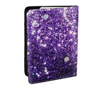 Wykjtwo Bellissimo glitter viola, Porta passaporto da viaggio in pelle PU Custodia per passaporto Copertine per passaporto da 6,5 pollici