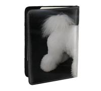 Wykjtwo Bichon Frise Cani Bianchi Animali Cani Bichon Frise, Porta passaporto da viaggio in pelle PU Custodia per passaporto Copertine per passaporto da 6,5 pollici