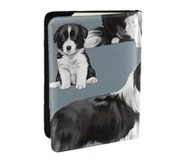 Wykjtwo Border Collie Blu, Porta passaporto da viaggio in pelle PU Custodia per passaporto Copertine per passaporto da 6,5 pollici