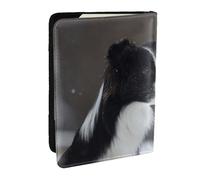 Wykjtwo Border Collie cane macchiato di neve, Porta passaporto da viaggio in pelle PU Custodia per passaporto Copertine per passaporto da 6,5 pollici