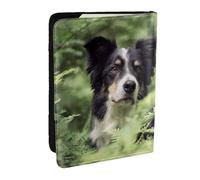 Wykjtwo Border Collie Cani Bokeh Animali Domestici Bianco Nero, Porta passaporto da viaggio in pelle PU Custodia per passaporto Copertine per passaporto da 6,5 pollici