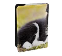 Wykjtwo Border Collie Cani Cucciolo Animali Bordo Nero, Porta passaporto da viaggio in pelle PU Custodia per passaporto Copertine per passaporto da 6,5 pollici