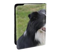 Wykjtwo Border collie, Porta passaporto da viaggio in pelle PU Custodia per passaporto Copertine per passaporto da 6,5 pollici