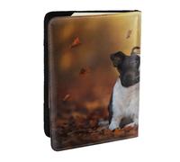 Wykjtwo Boston Terrier Autunno Bokeh Cani Cani, Porta passaporto da viaggio in pelle PU Custodia per passaporto Copertine per passaporto da 6,5 pollici