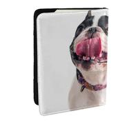 Wykjtwo Bulldog francese felice del cane curioso, Porta passaporto da viaggio in pelle PU Custodia per passaporto Copertine per passaporto da 6,5 pollici