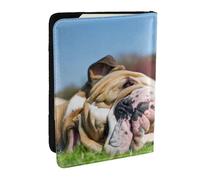 Wykjtwo Bulldog inglesi Cani stanchi Animali domestici da prato Inglese, Porta passaporto da viaggio in pelle PU Custodia per passaporto Copertine per passaporto da 6,5 pollici