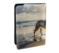 Wykjtwo Cane del cielo del mare di Border Collie, Porta passaporto da viaggio in pelle PU Custodia per passaporto Copertine per passaporto da 6,5 pollici