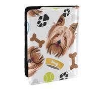 Wykjtwo Cane sorridente Yorkshire Terrier, Porta passaporto da viaggio in pelle PU Custodia per passaporto Copertine per passaporto da 6,5 pollici
