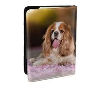 Wykjtwo Cani bianchi marroni di Cavalier King Charles Spaniel, Porta passaporto da viaggio in pelle PU Custodia per passaporto Copertine per passaporto da 6,5 pollici