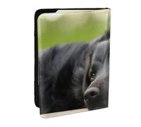 Wykjtwo Cani Black Labrador Camomilla Black Retriever, Porta passaporto da viaggio in pelle PU Custodia per passaporto Copertine per passaporto da 6,5 pollici