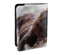 Wykjtwo Cani ricci bianchi brunastri di Cocker Spaniel inglese, Porta passaporto da viaggio in pelle PU Custodia per passaporto Copertine per passaporto da 6,5 pollici