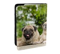 Wykjtwo Carlino Amicizia Bokeh Cani Animali Amici Carlino, Porta passaporto da viaggio in pelle PU Custodia per passaporto Copertine per passaporto da 6,5 pollici