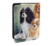 Wykjtwo Cavalier King Charles Spaniel dorato nero, Porta passaporto da viaggio in pelle PU Custodia per passaporto Copertine per passaporto da 6,5 pollici