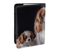 Wykjtwo Cavalier King Charles Spaniel Madre con i cuccioli, Porta passaporto da viaggio in pelle PU Custodia per passaporto Copertine per passaporto da 6,5 pollici