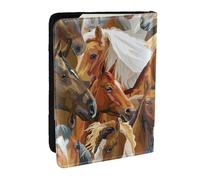 Wykjtwo Cavallo animale dell'acquerello stampato, Porta passaporto da viaggio in pelle PU Custodia per passaporto Copertine per passaporto da 6,5 pollici