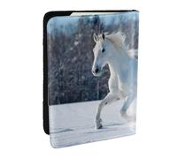 Wykjtwo Cavallo Bianco In Inverno, Porta passaporto da viaggio in pelle PU Custodia per passaporto Copertine per passaporto da 6,5 pollici