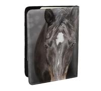 Wykjtwo Cavallo Nero Con Cuore, Porta passaporto da viaggio in pelle PU Custodia per passaporto Copertine per passaporto da 6,5 pollici