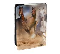 Wykjtwo Cavallo selvaggio che corre contro la tempesta di sabbia, Porta passaporto da viaggio in pelle PU Custodia per passaporto Copertine per passaporto da 6,5 pollici
