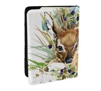 Wykjtwo Cervo della fauna selvatica dell'acquerello, Porta passaporto da viaggio in pelle PU Custodia per passaporto Copertine per passaporto da 6,5 pollici