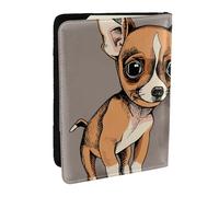 Wykjtwo Chihuahua Bulldog carino carlino cane animale domestico amici cucciolo beige, Porta passaporto da viaggio in pelle PU Custodia per passaporto Copertine per passaporto da 6,5 pollici