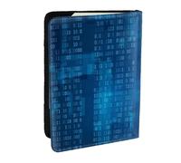Wykjtwo Codice binario del programmatore blu, Porta passaporto da viaggio in pelle PU Custodia per passaporto Copertine per passaporto da 6,5 pollici