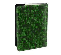 Wykjtwo Codice computer decimale verde del programmatore, Porta passaporto da viaggio in pelle PU Custodia per passaporto Copertine per passaporto da 6,5 pollici
