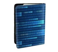 Wykjtwo Codice programmatore blu, Porta passaporto da viaggio in pelle PU Custodia per passaporto Copertine per passaporto da 6,5 pollici