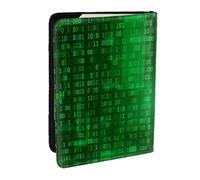 Wykjtwo Codifica dati binari del programmatore, Porta passaporto da viaggio in pelle PU Custodia per passaporto Copertine per passaporto da 6,5 pollici