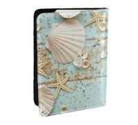 Wykjtwo Collezione Vintage di conchiglie da spiaggia, Porta passaporto da viaggio in pelle PU Custodia per passaporto Copertine per passaporto da 6,5 pollici