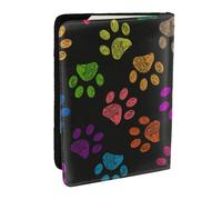 Wykjtwo Colorato cane zampa arcobaleno simpatico animale domestico, Porta passaporto da viaggio in pelle PU Custodia per passaporto Copertine per passaporto da 6,5 pollici