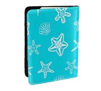 Wykjtwo Conchiglie Stelle Marine Blu, Porta passaporto da viaggio in pelle PU Custodia per passaporto Copertine per passaporto da 6,5 pollici
