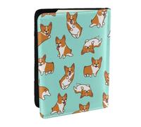 Wykjtwo Corgi cane carino, Porta passaporto da viaggio in pelle PU Custodia per passaporto Copertine per passaporto da 6,5 pollici