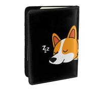 Wykjtwo Corgi carino che dorme, Porta passaporto da viaggio in pelle PU Custodia per passaporto Copertine per passaporto da 6,5 pollici