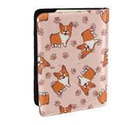 Wykjtwo Corgi dei cartoni animati, Porta passaporto da viaggio in pelle PU Custodia per passaporto Copertine per passaporto da 6,5 pollici