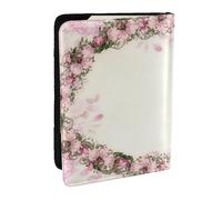 Wykjtwo Cornice ovale di rose rosa vintage, Porta passaporto da viaggio in pelle PU Custodia per passaporto Copertine per passaporto da 6,5 pollici