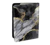 Wykjtwo Crack d'oro in marmo nero, Porta passaporto da viaggio in pelle PU Custodia per passaporto Copertine per passaporto da 6,5 pollici