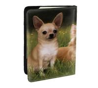 Wykjtwo Cuccioli di Chihuahua, Porta passaporto da viaggio in pelle PU Custodia per passaporto Copertine per passaporto da 6,5 pollici