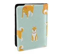 Wykjtwo Cucciolo carino di Shiba Inu, Porta passaporto da viaggio in pelle PU Custodia per passaporto Copertine per passaporto da 6,5 pollici