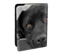 Wykjtwo Cucciolo di cane Labrador Black Lab Cane carino, Porta passaporto da viaggio in pelle PU Custodia per passaporto Copertine per passaporto da 6,5 pollici