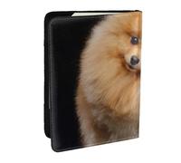 Wykjtwo Cucciolo di cane Pomerania carino, Porta passaporto da viaggio in pelle PU Custodia per passaporto Copertine per passaporto da 6,5 pollici
