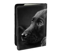 Wykjtwo Cucciolo Labrador Nero Art, Porta passaporto da viaggio in pelle PU Custodia per passaporto Copertine per passaporto da 6,5 pollici