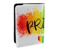 Wykjtwo Cuore arcobaleno colorato stile acquerello LGBT Gay Pride, Porta passaporto da viaggio in pelle PU Custodia per passaporto Copertine per passaporto da 6,5 pollici