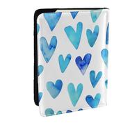 Wykjtwo Cuore Blu Elegante Romantico Unico, Porta passaporto da viaggio in pelle PU Custodia per passaporto Copertine per passaporto da 6,5 pollici