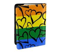 Wykjtwo Cuori colorati arcobaleno del Gay Pride, Porta passaporto da viaggio in pelle PU Custodia per passaporto Copertine per passaporto da 6,5 pollici