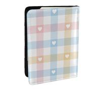 Wykjtwo Cuori In Rosa Blu Pastello, Porta passaporto da viaggio in pelle PU Custodia per passaporto Copertine per passaporto da 6,5 pollici