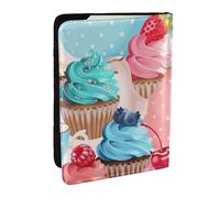 Wykjtwo Cupcake con tazza da tè, Porta passaporto da viaggio in pelle PU Custodia per passaporto Copertine per passaporto da 6,5 pollici