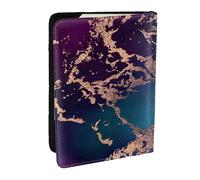 Wykjtwo Decoro in marmo di lusso viola scuro e verde acqua con oro, Porta passaporto da viaggio in pelle PU Custodia per passaporto Copertine per passaporto da 6,5 pollici