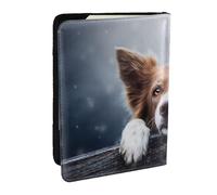 Wykjtwo Dio Brown Border Collie Bokeh Con Gli Occhi Gialli, Porta passaporto da viaggio in pelle PU Custodia per passaporto Copertine per passaporto da 6,5 pollici