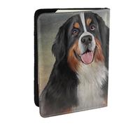 Wykjtwo Divertente cane di razza bovaro bernese ritratto, Porta passaporto da viaggio in pelle PU Custodia per passaporto Copertine per passaporto da 6,5 pollici
